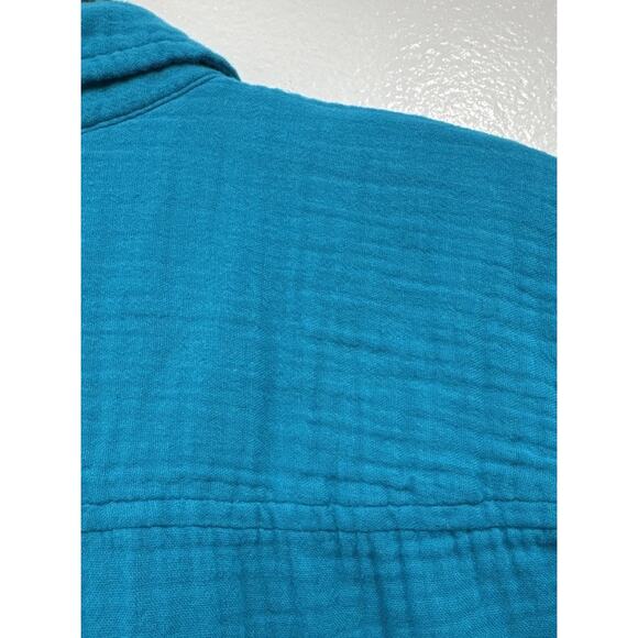 J. Crew Double Gauze Button Down Shirt Women’s Size Medium Cotton Turquoise - Picture 6 of 9